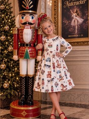 POSH PEANUT 🎹FAO Schwartz 5T/6T Piano bears Volkswagen beetle bug twirl dress!